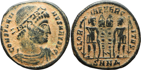 Ancient Roman coin of Constantine I minted in Nicomedia - GLORIA EXERCITVS